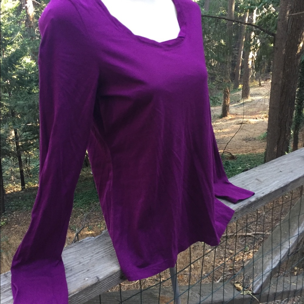 Lands End raspberry classic T shirt,l/sfree shipping always,activewear top,HP25 - Picture 6 of 11